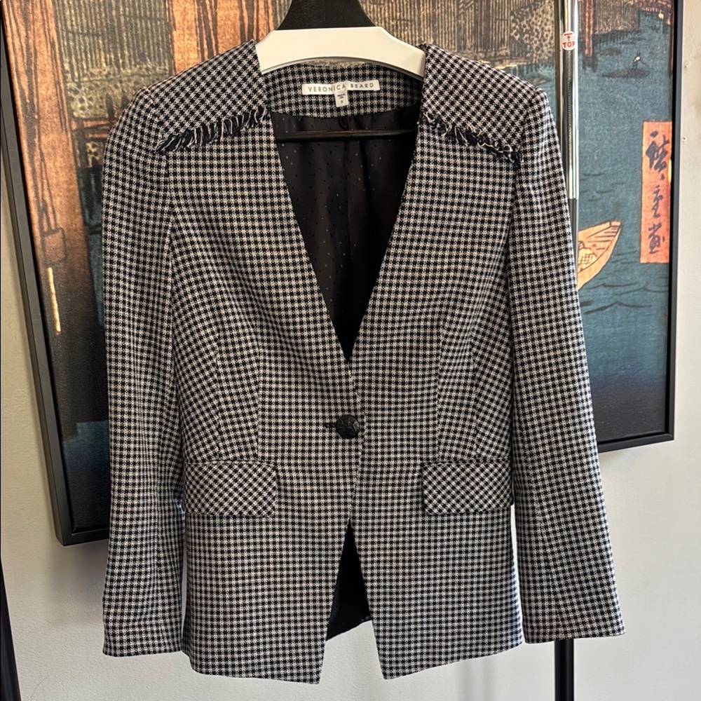 Veronica Beard Black and White Checkered Blazer